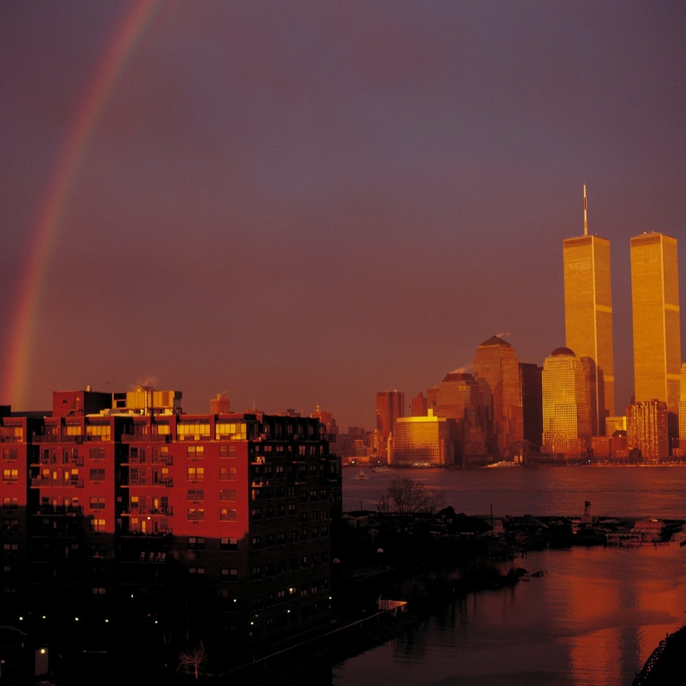 Cityscape Art Print with Rainbow